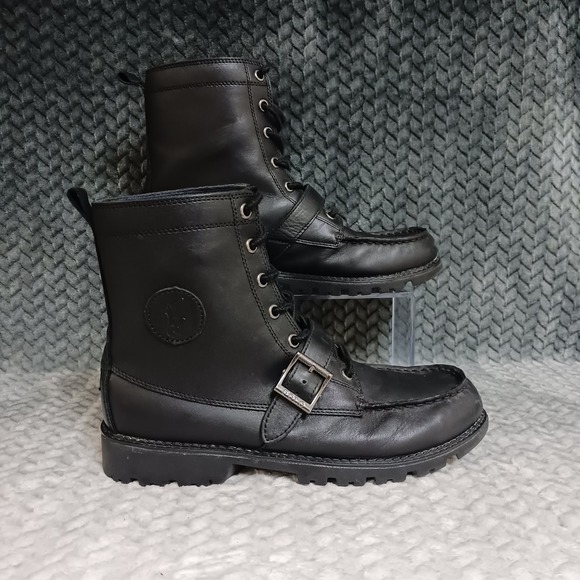 Polo Ralph Lauren Ranger Hi II Men's Black Leather Boots Size 7